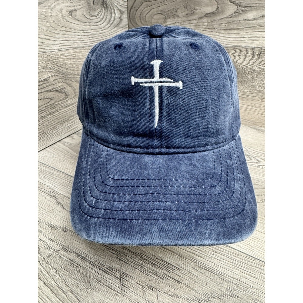 Christan Jesus Cross Church Religious Ball Cap Hat Embroidered One Size Navy NEW